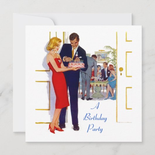 Retrostijl met uitnodiging van de Birthday Cake Pa (Voorkant)