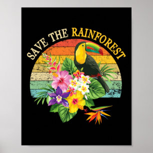 Retrostijl redt het regenwoud Earth Day Gift Poster