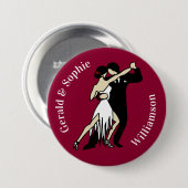 Retrostijl Tango Dancers op Maroon Ronde Button 7,6 Cm (Voorkant /achterkant)