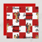 Retrostijl Uitnodiging Rood wit Gecontroleerd Sq D (Voorkant / Achterkant)