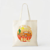 Retrostijl zonsondergang en klassieke auto tote bag (Voorkant)