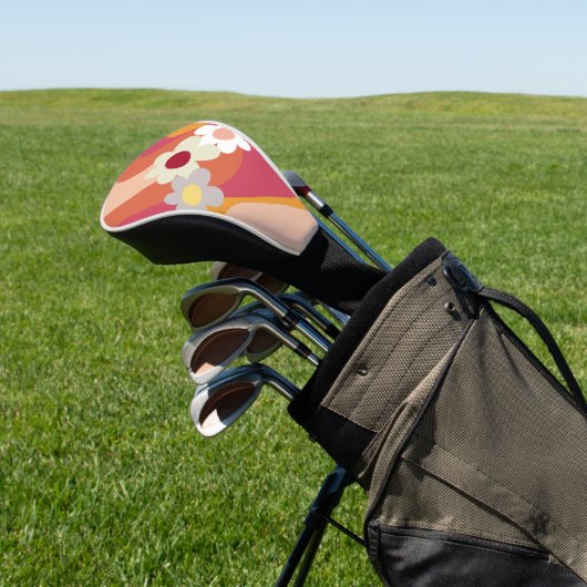 Retrostijlbloemen en -golven golfheadcover (Insitu)