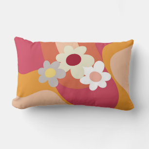 Retrostijlbloemen en -golven kussen