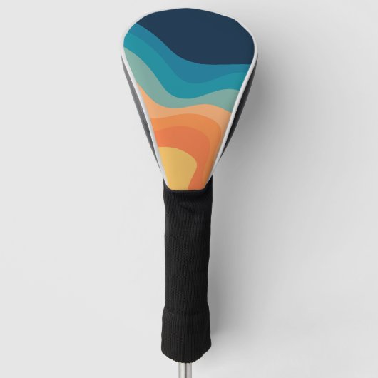 Retrostijlgolven versieren golfheadcover (Voorkant)