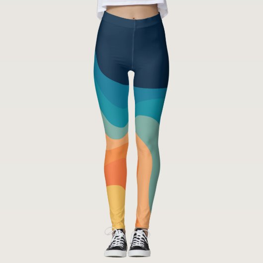 Retrostijlgolven versieren leggings (Voorkant)