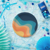 Retrostijlgolven versieren papieren bordje (Feest)