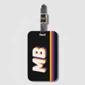 Retrostrepen gepersonaliseerd Initiaal monogram Bagagelabel (Voorkant (verticaal))