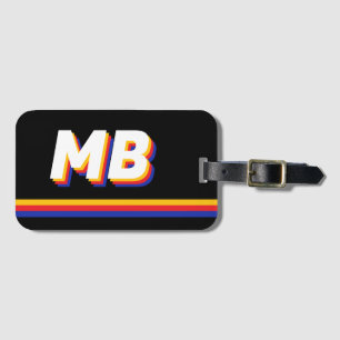 Retrostrepen gepersonaliseerd Initiaal monogram Bagagelabel