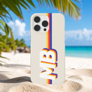 Retrostrepen gepersonaliseerd Initiaal monogram iPhone 16 Pro Max Hoesje