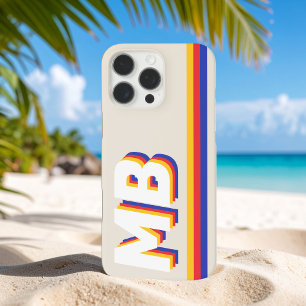 Retrostrepen gepersonaliseerd Initiaal monogram iPhone 16 Pro Max Hoesje