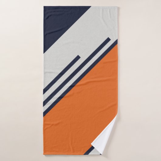 Retrostrepen in blauw Sinaasappel Bad Handdoek (Badhanddoek)
