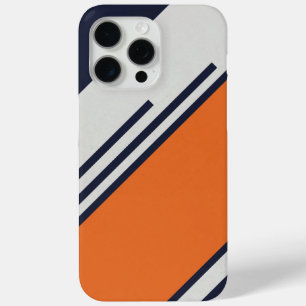 Retrostrepen in blauw Sinaasappel iPhone 15 Pro Max Hoesje