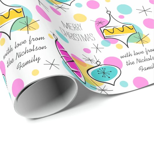 Retrostructuur Baubles 2 Tekst verpakkingspapier Cadeaupapier (Rol Hoek)