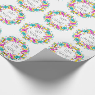 Retrostructuur Baubles Cirkelverpakkingspapier Fee Cadeaupapier
