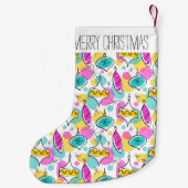 Retrostructuur Baubles Multi-Text stocking 2 zijka Kleine Kerstsok (Achterkant)