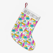 Retrostructuur Baubles Multi-Text stocking 2 zijka Kleine Kerstsok (Voorkant (Hangend))