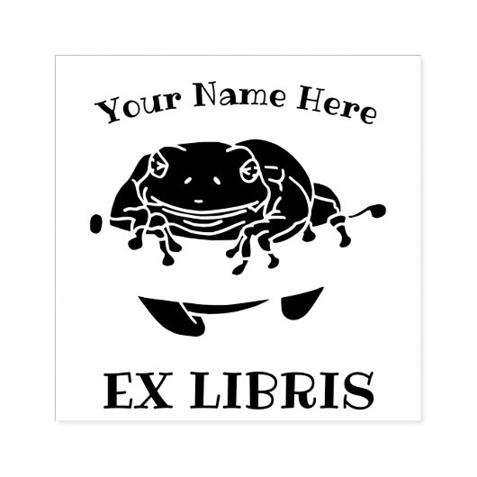 Retrostructuur Kikker Ex Libris Bookplaat Rubber S Rubberstempel (Afrduk)
