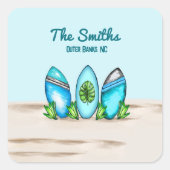 Retrosurfplanken Vierkante Sticker (Voorkant)