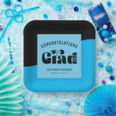 Retrotekst Licht Helderblauw en zwart Afstuderen Papieren Bordje (Feest)