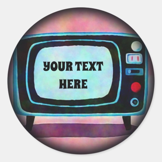 Retrotelevisie Ronde Sticker (Voorkant)