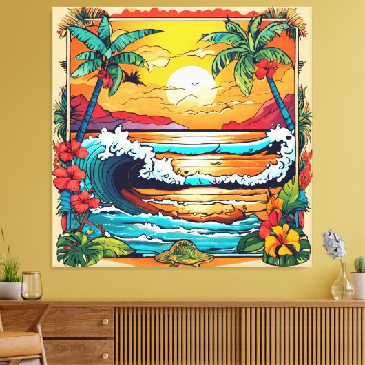 retrotrope golf canvas afdruk (Insitu (Woonkamer))