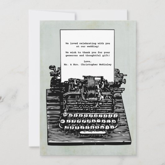 Retrotypemachine bruiloft Hartelijk dank Bedankkaart (Voorkant)