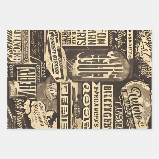 Retrotypografie Distressed Inpakpapier Vel (Voorkant 2)