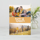 Retrotypografie moderne 1 fotokerstdag feestdagenkaart (Staand voorkant)