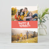 Retrotypografie moderne 1 fotokerstdag feestdagenkaart (Staand voorkant)