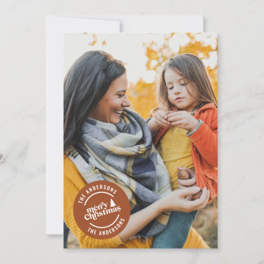 Retrotypografie moderne 1 fotokerstdag feestdagenkaart (Voorkant)