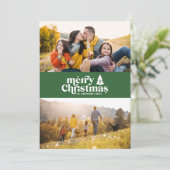 Retrotypografie moderne 2 fotokerstdagen feestdagenkaart (Staand voorkant)