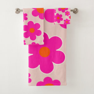 Retroventielmarkt Florence Abstracte roze Floral Bad Handdoek
