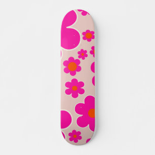 Retroventielmarkt Florence Abstracte roze Floral Skateboard