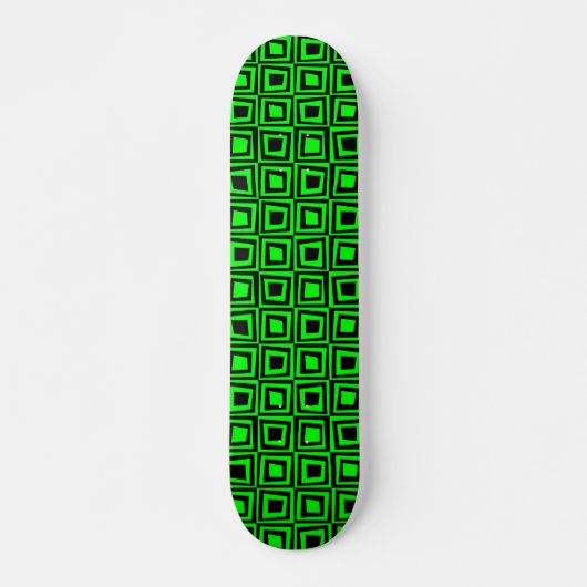 Retrovierkantjes - zwart op groen skateboard (Voorkant)