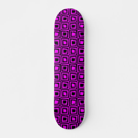 Retrovierkantjes - zwart op magenta skateboard (Voorkant)