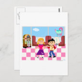 Retroville Sock Hop Diner Briefkaart (Voorkant / Achterkant)