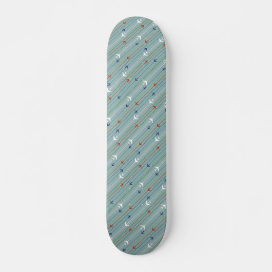 Retrovliegtuig Patroonplaat Skateboard (Voorkant)