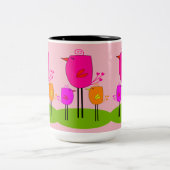 retrovogels 2 tweekleurige koffiemok (Center)