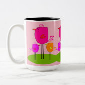 retrovogels 2 tweekleurige koffiemok (Links)