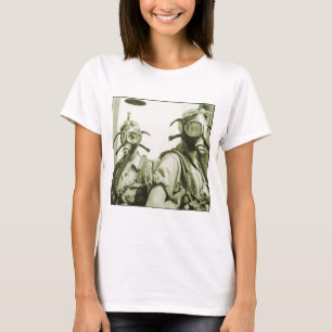  Retrovrouwen 40s WW2 militaire gasmaskers T-shirt