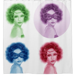 Retrovrouwen Douchegordijn