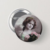  retrovrouwen Franse Victoriaans vrouw Ronde Button 5,7 Cm (Voorkant /achterkant)
