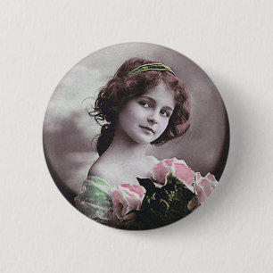 retrovrouwen Franse Victoriaans vrouw Ronde Button 5,7 Cm