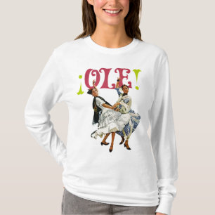 retrovrouwen schilderen Flamenco Dancers Ole! T-shirt