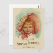 -retrovrouwen zepen en parfums, meisje briefkaart (Voorkant / Achterkant)