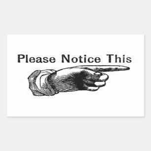 Retrowaarschuwingsbord: Handwijsvinger Rechthoekige Sticker