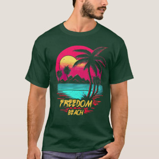 Retrowave Beach Freedom Beach T-shirt