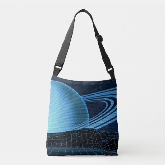 Retrowave blauwe crossbody tas (Voorkant)