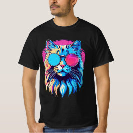 Retrowave Cool Cat: Omarm de Neon Vibes T-shirt