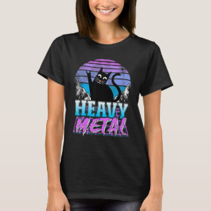 Retrowave Gothic Cat 80s Synthwave Heav T-shirt